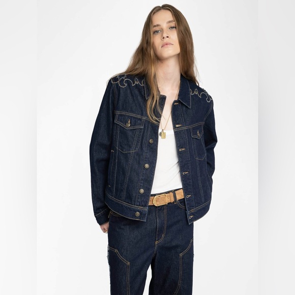 Zadig & Voltaire Bases Western Denim Jacket​ $398 NEW without tag - Picture 4 of 9